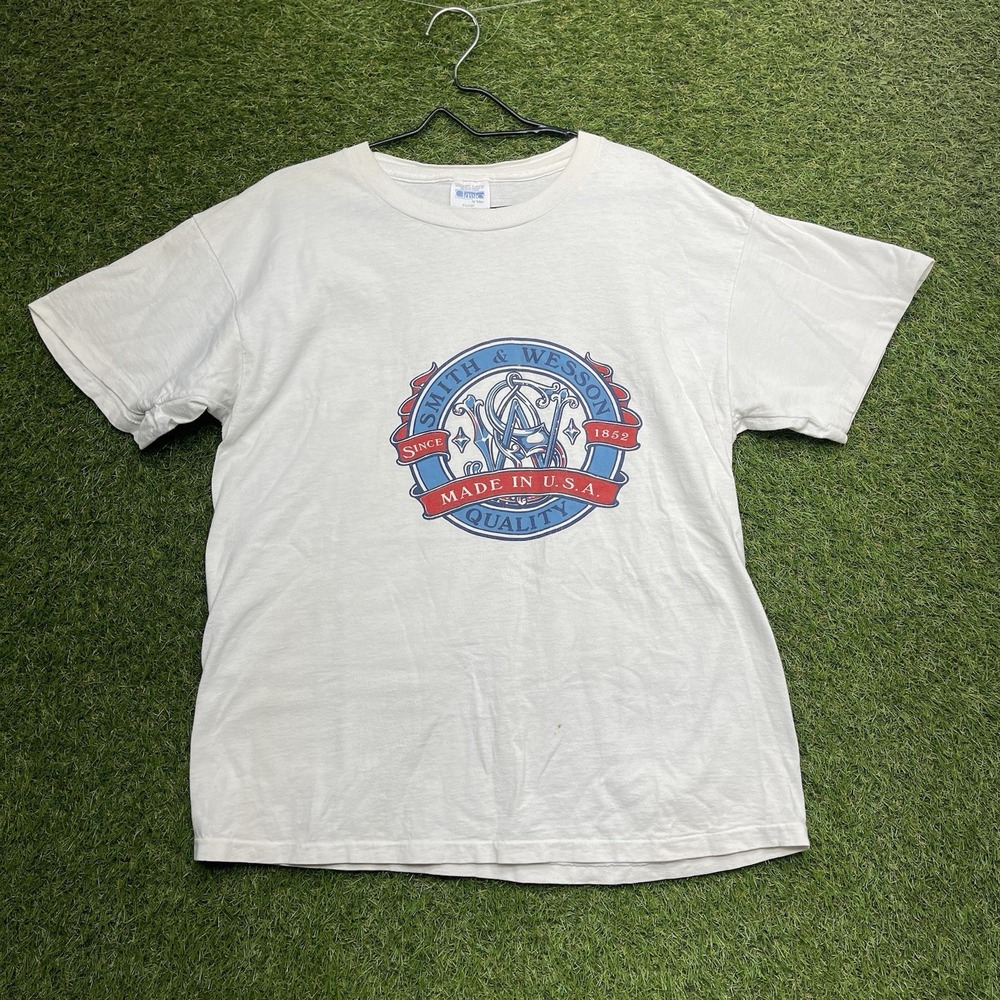 Vintage Smith & Wesson Shirt Mens XL White USA Made 90s Single Stitch Guns y2k